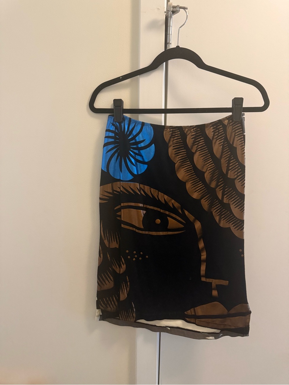 Custo Barcelona Black & Brown Midi Skirt with Blue Accent